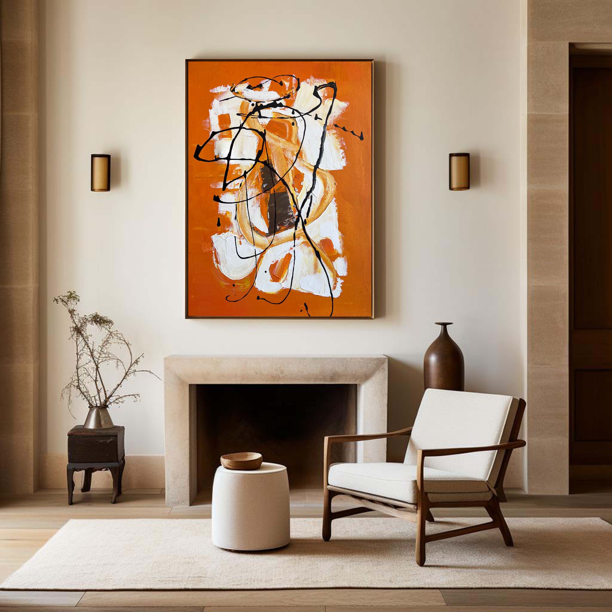 Orange Abstract Painting ABAV183 - Neutralighting