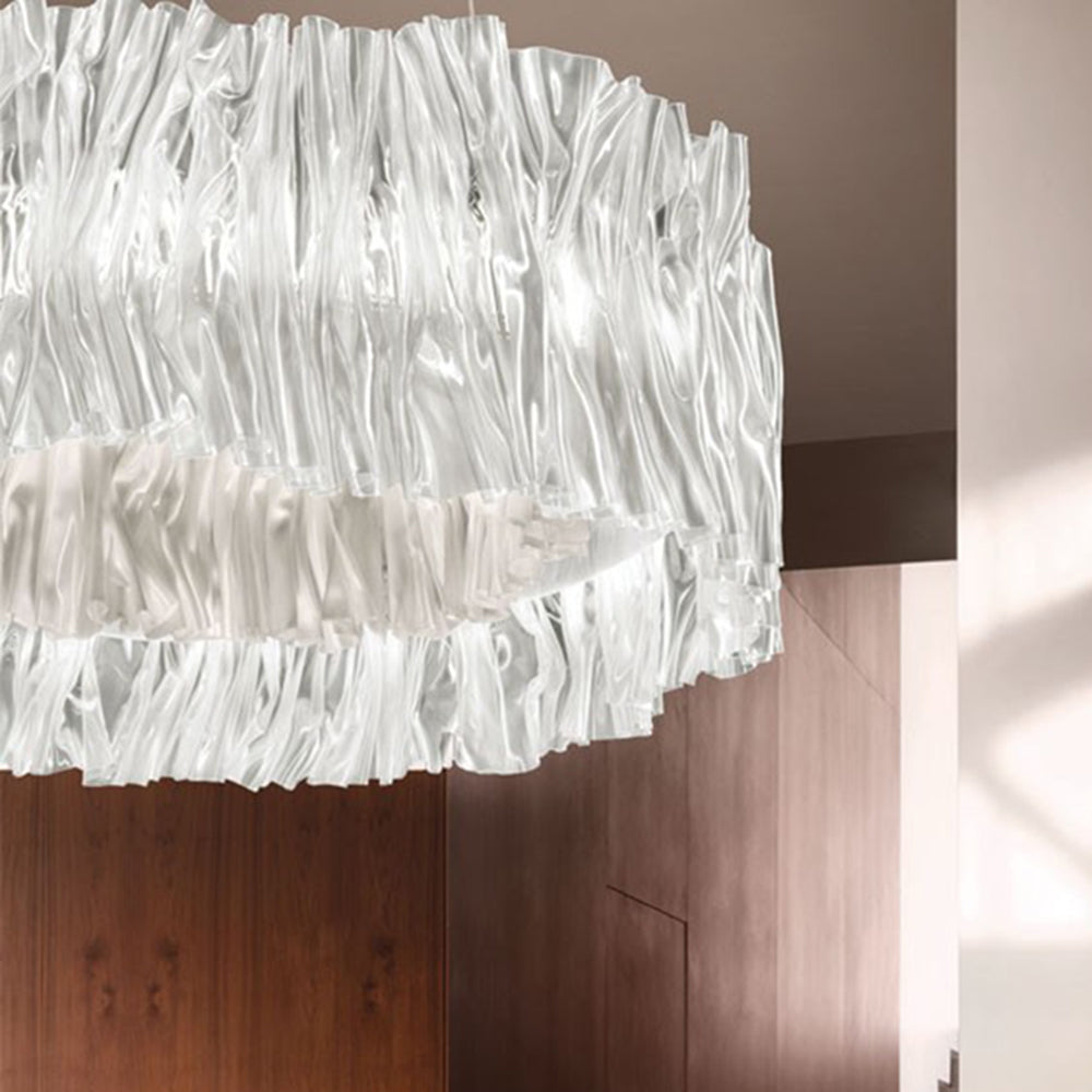 Kristy Modern Luxury Pleated Pendant Light, Circle, Acrylic/Stainless Steel - Neutralighting