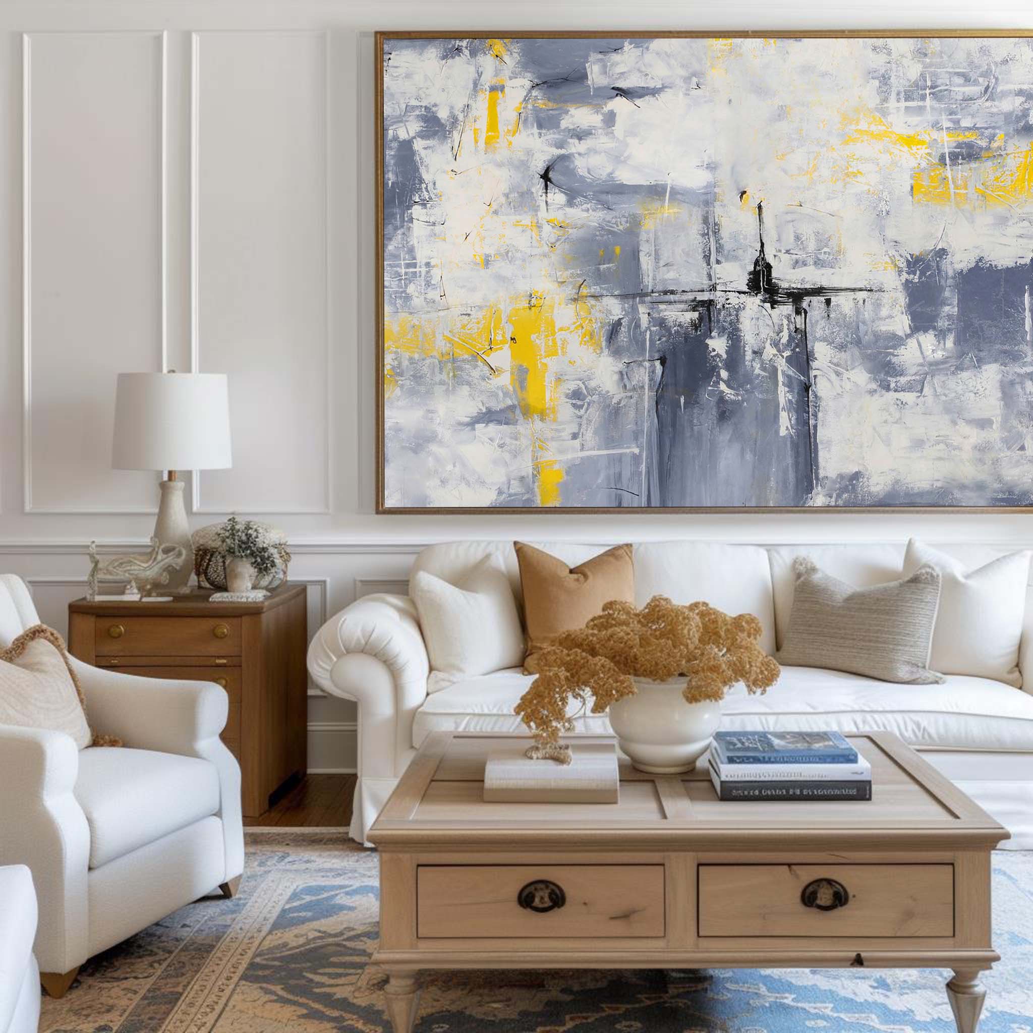 Gray Orange Abstract Painting ABAH21 - Neutralighting