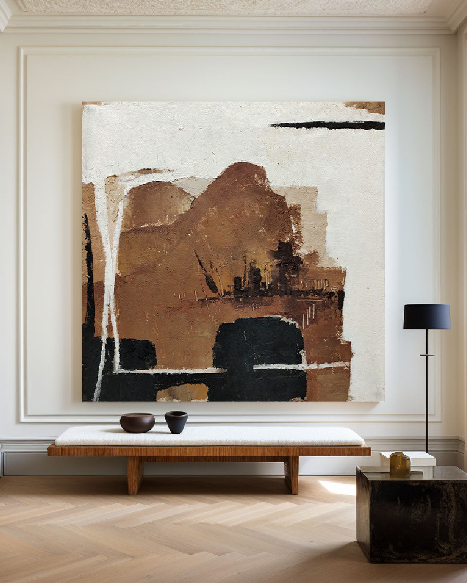 Black And Brown Minimalist Painting ABAS55 - Neutralighting