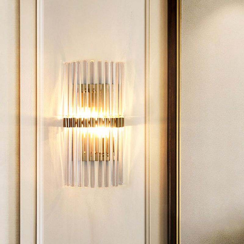 Ray Modern Cylindrical Metal/Crystal Wall Lamp, Gold - Neutralighting