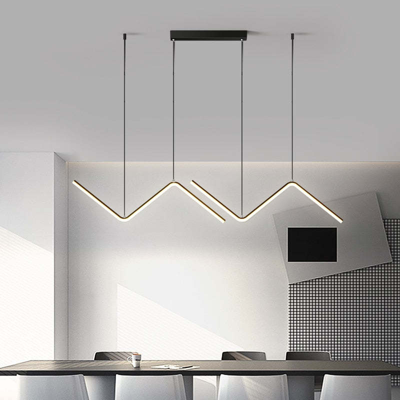 Arisha Modern Wavy linear Pendant Light Double, Black/Gold - Neutralighting