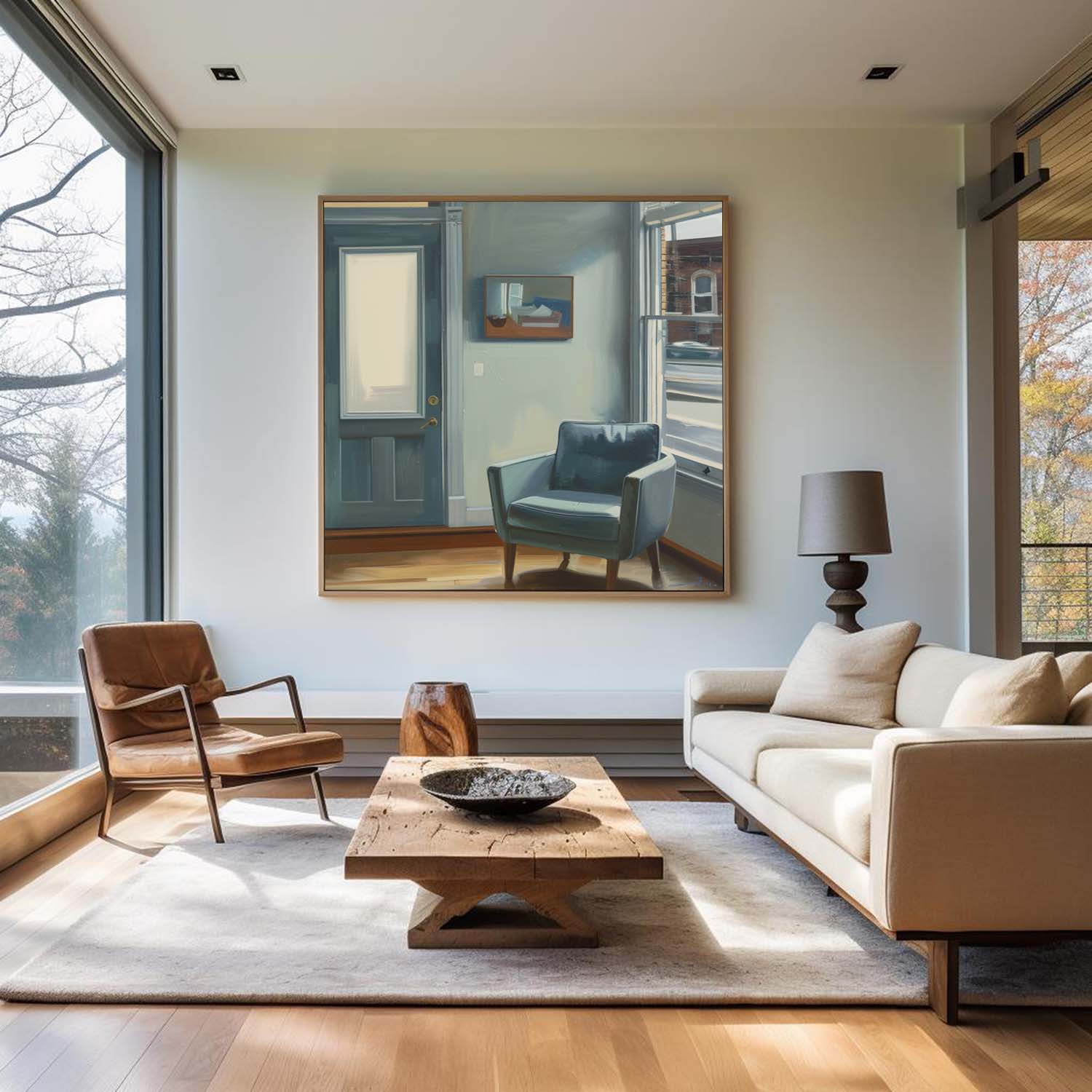 Blue Armchair Quiet Interior Painting