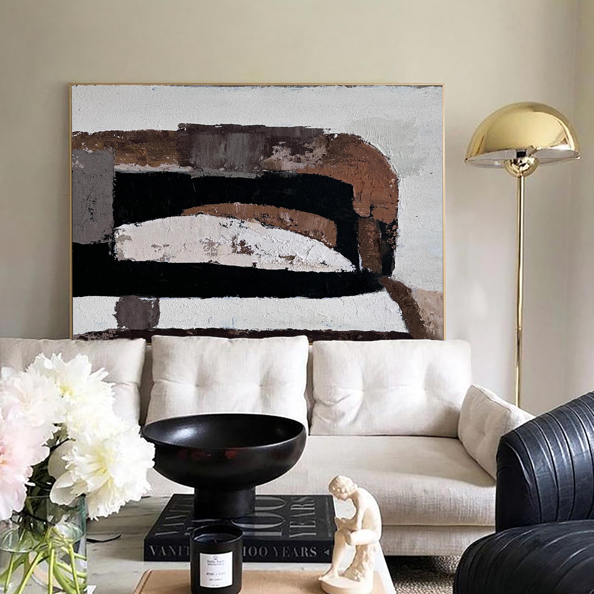 Modern Black and Brown Abstract Canvas Wall Art
