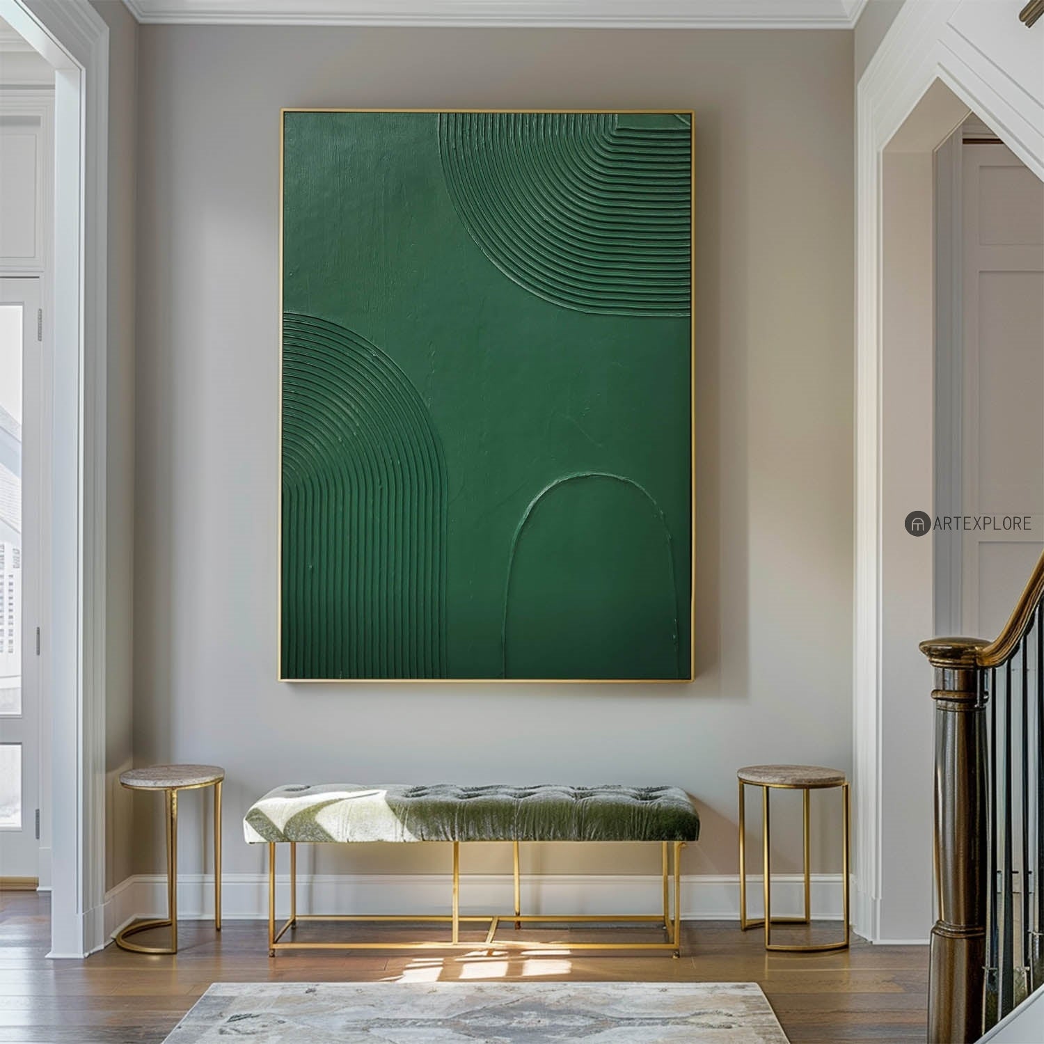 Forest Green Organic Contour Art