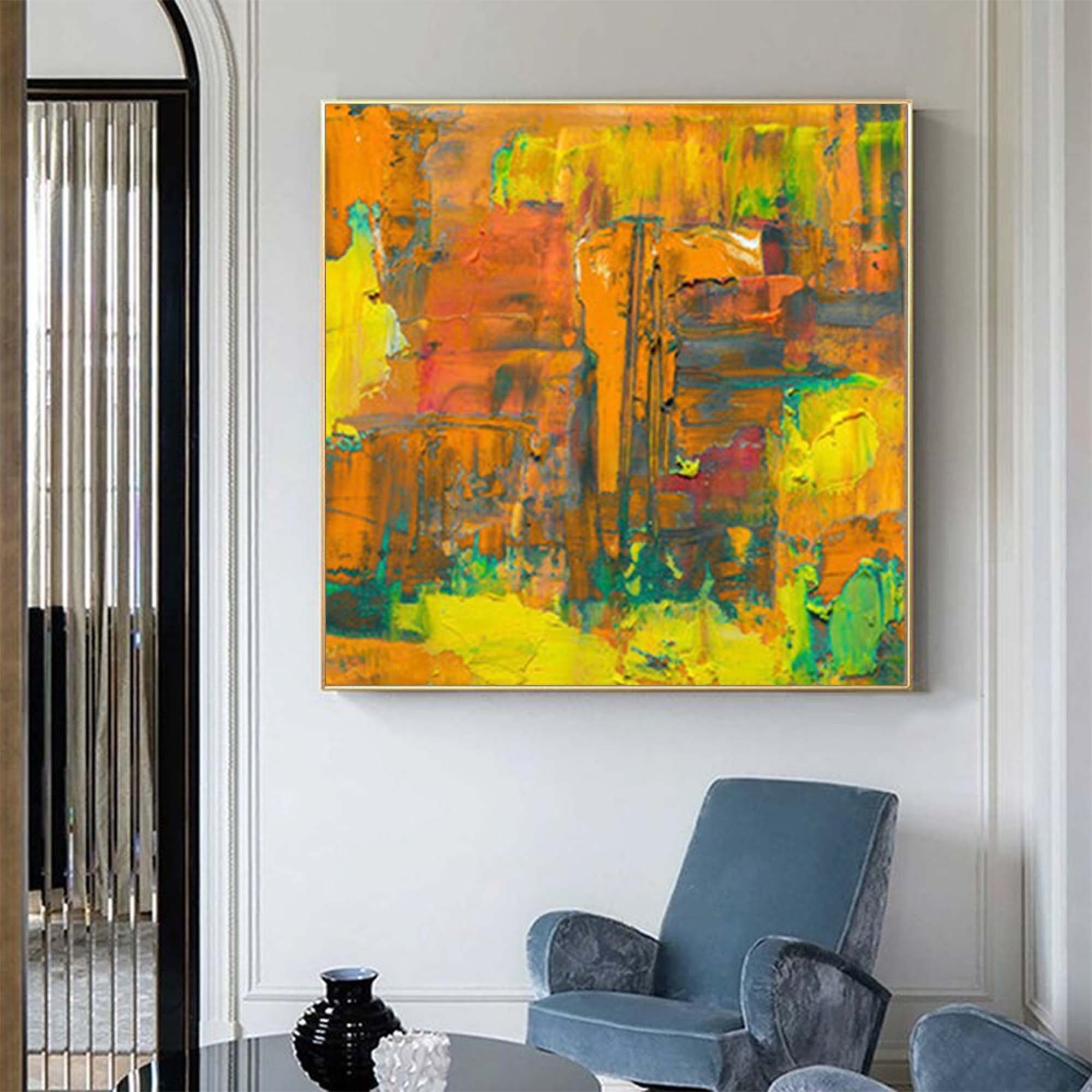 Vibrant Textured Abstract Cityscape Canvas Wall Art