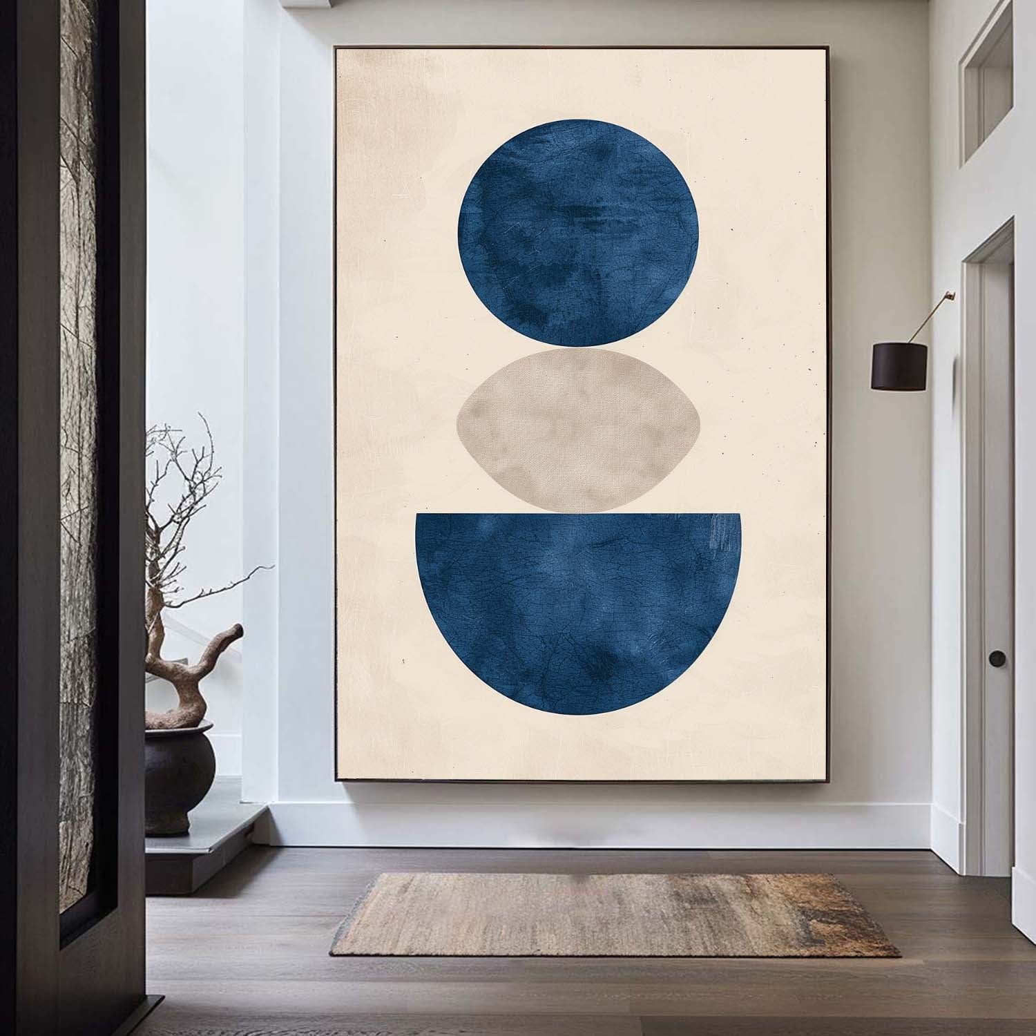 Blue Beige Geometric Minimalist Painting