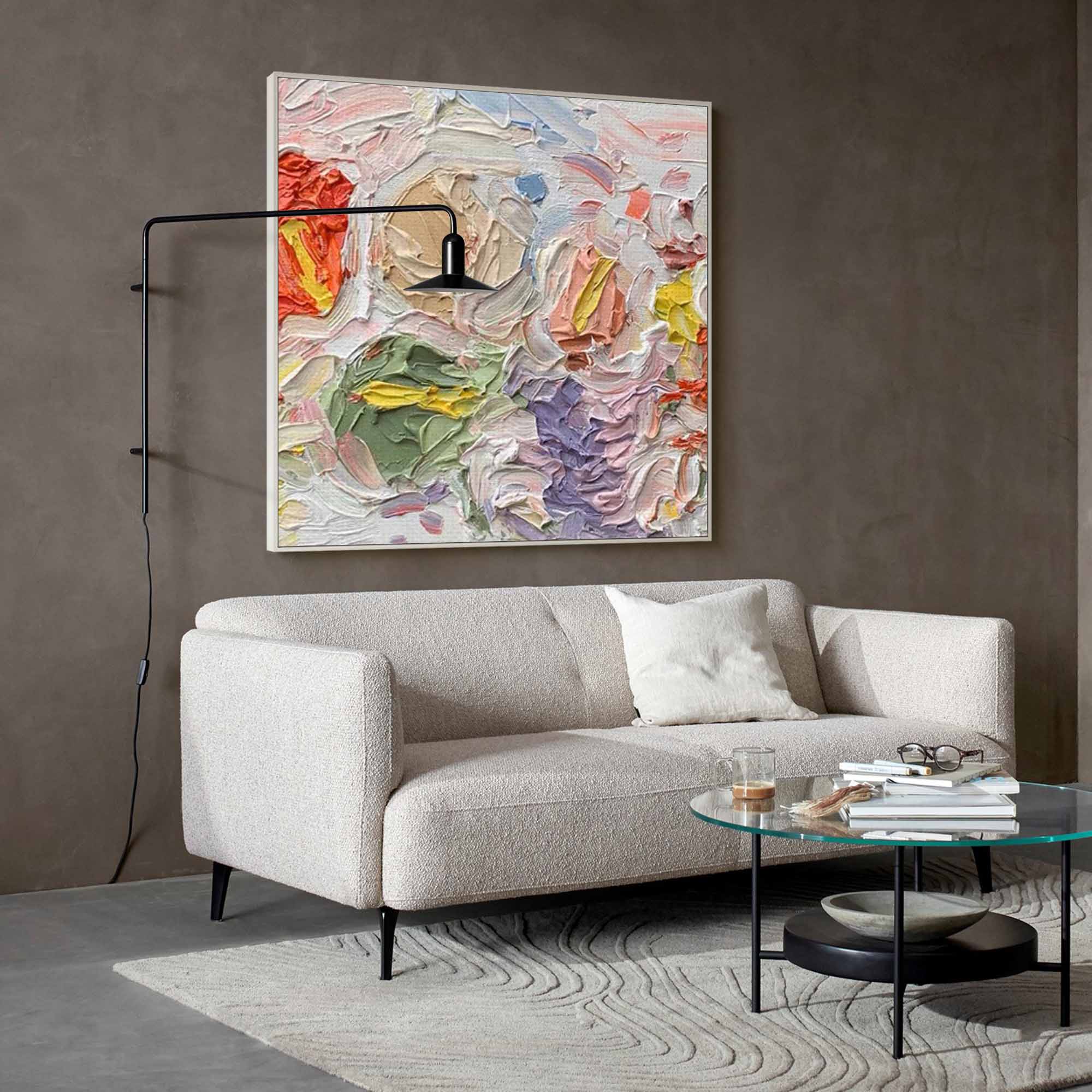Colorful Floral Impasto Abstract Canvas Wall