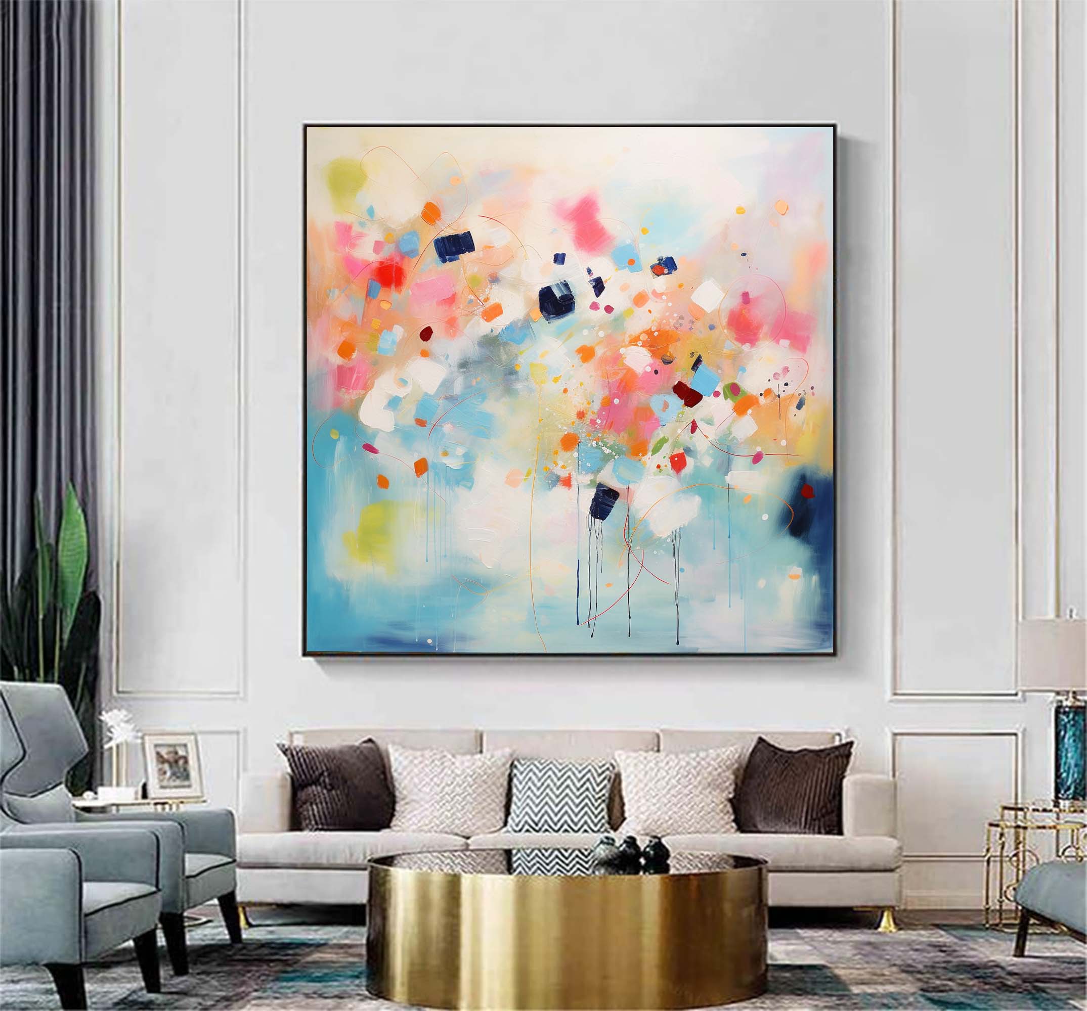 Vibrant Abstract Colorful Oil Painting