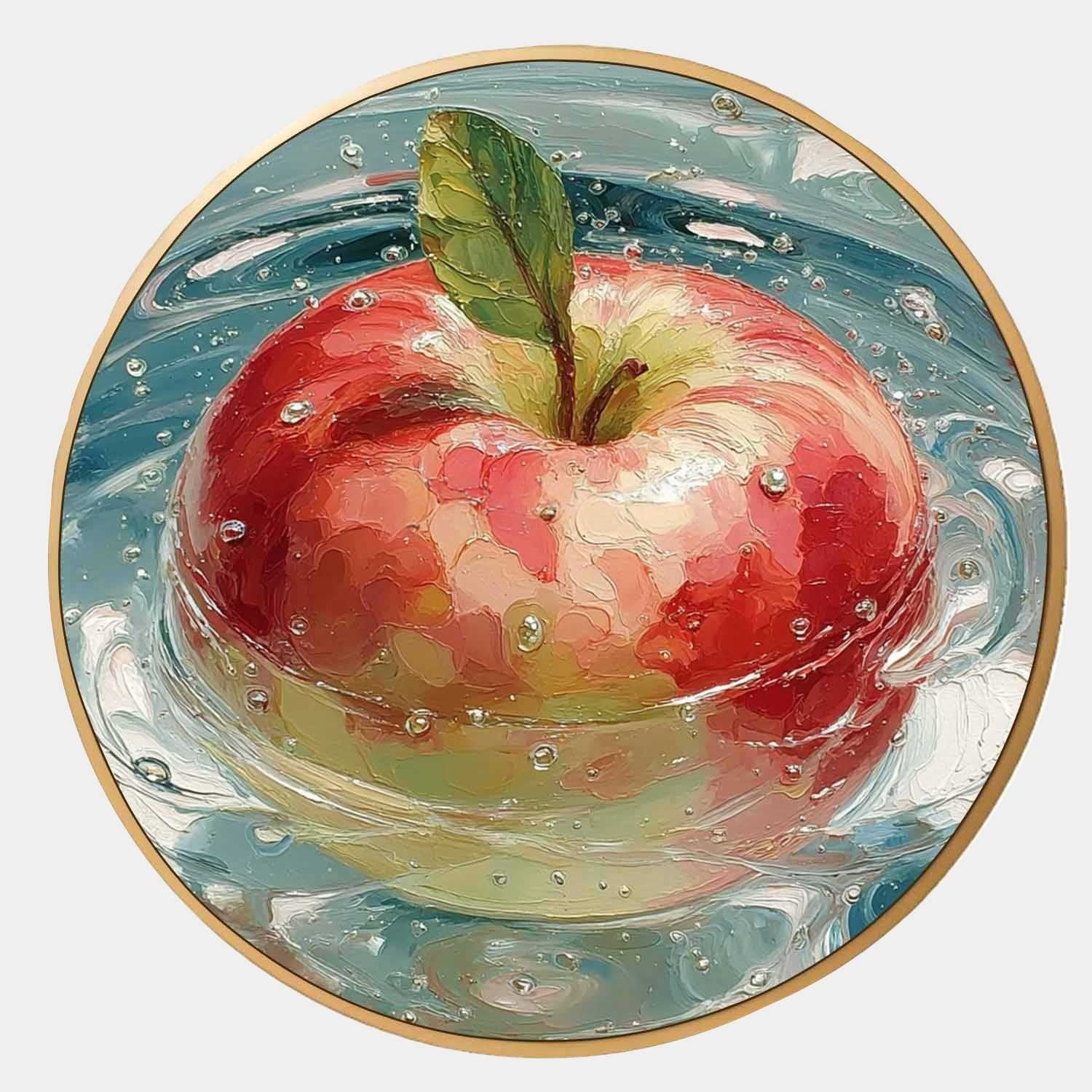 Single Red Apple Glass Bowl Canvas Art