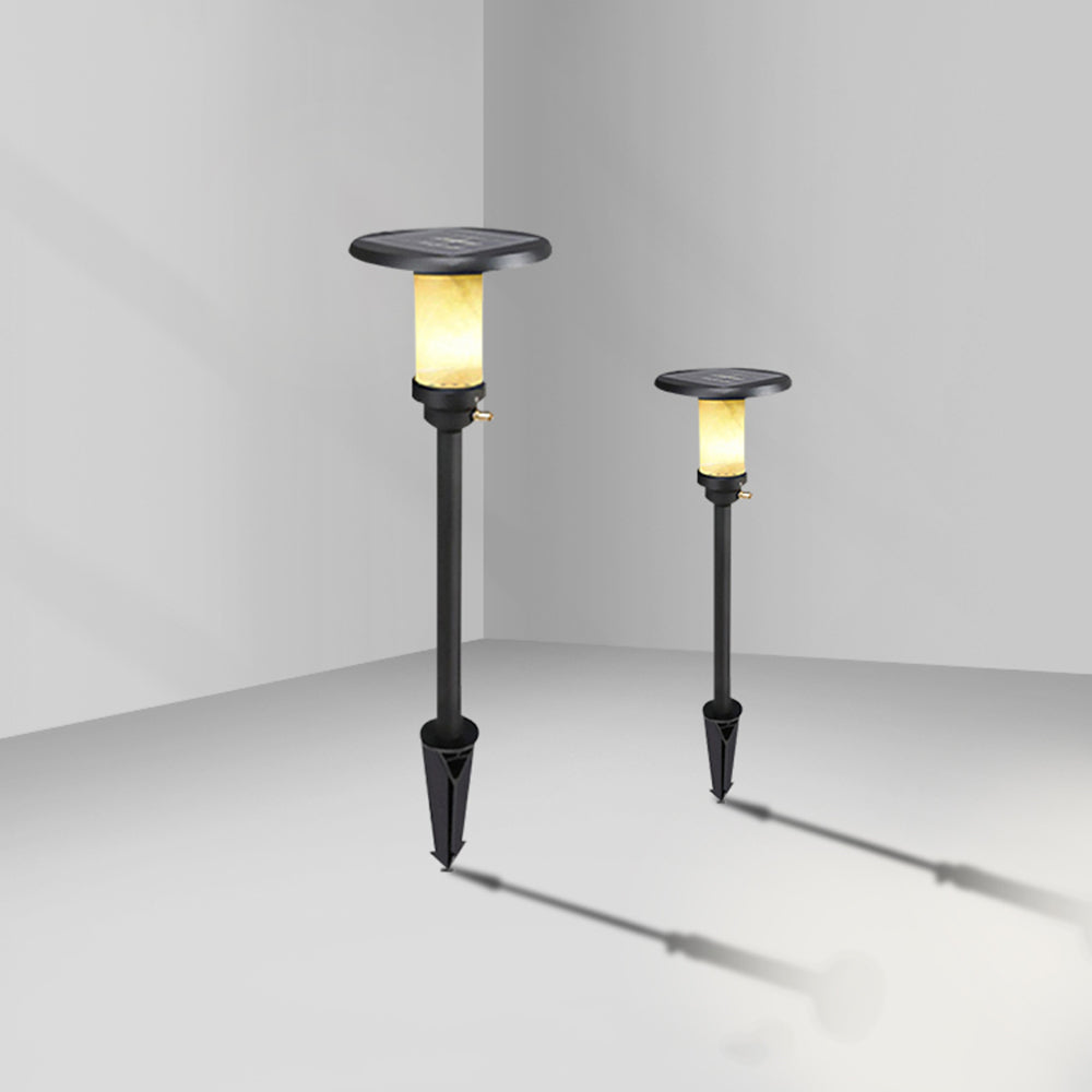 Ray Modern Metal/Marble Solor Outdoor Ground Light, Black