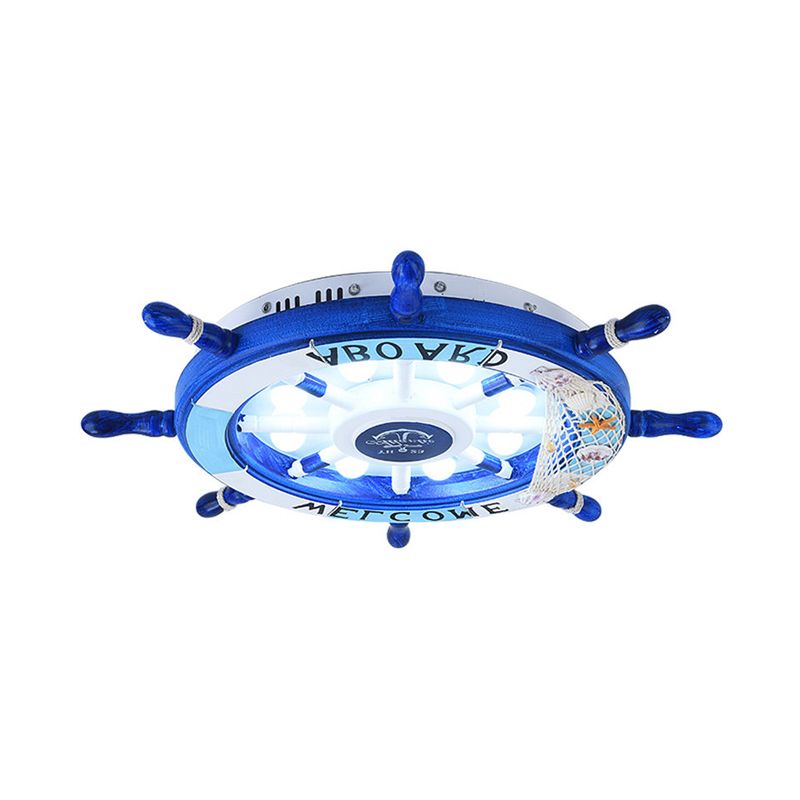 Aria Modern Rudder Metal Flush Mount Ceiling Light, White/Blue For Kids - Neutralighting