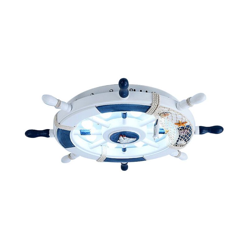 Aria Modern Rudder Metal Flush Mount Ceiling Light, White/Blue For Kids - Neutralighting