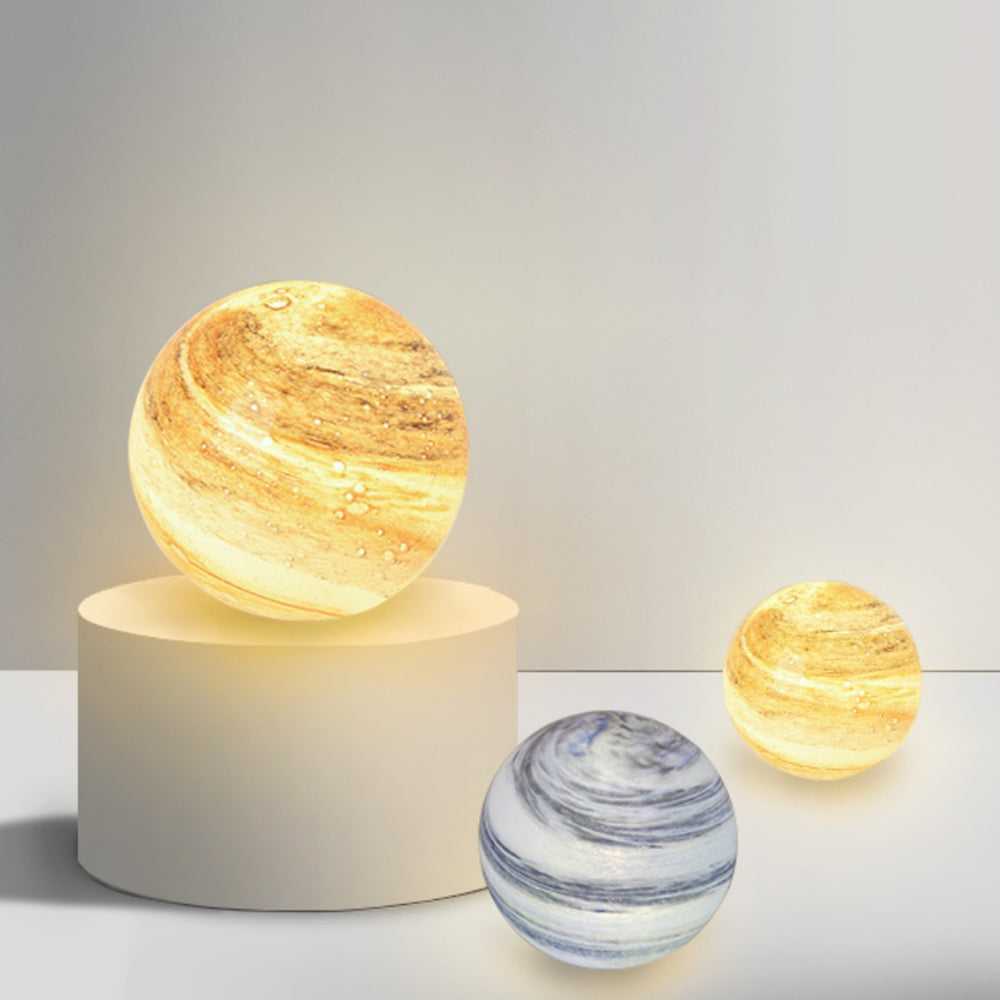 Ray Decorative Solar Acrylic Planet Outdoor Ground Light, Milk Curry/Blue - Neutralighting