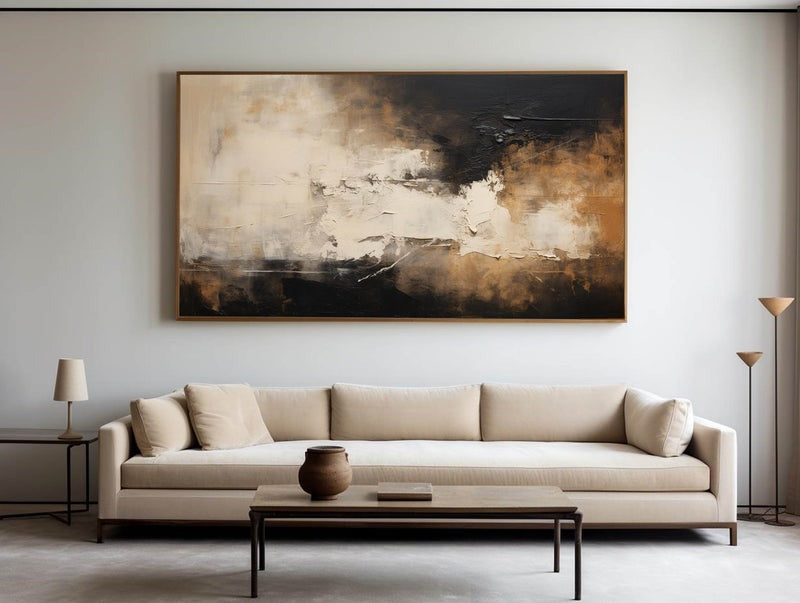 Black Beige Gold Abstract Painting