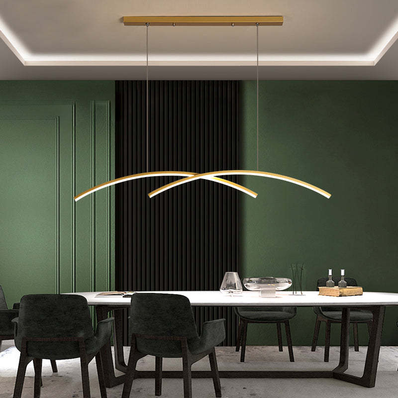 Arisha Pendant Light Linear/Double Curve Modern, Metal, Black/Gold - Neutralighting