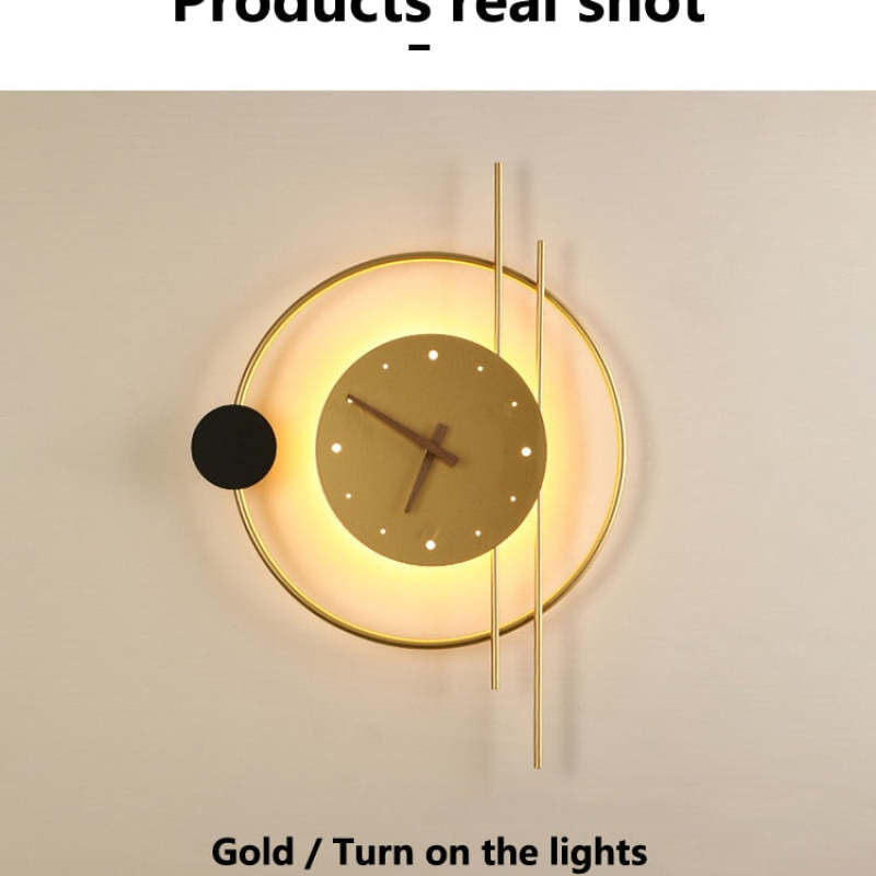 Arisha Wall Lamp Clock, Black & Gold - Neutralighting