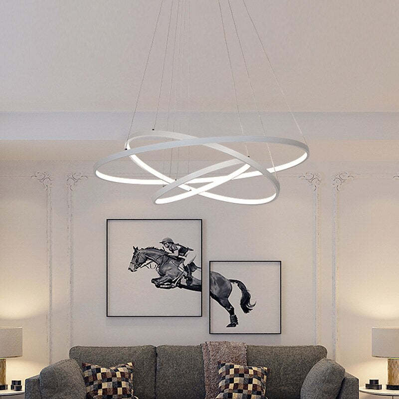 Aluna Pendant Light, Inner Ring Illuminated, White/Black/Gold - Neutralighting