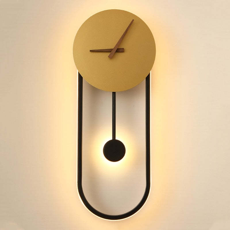 Arisha Nordic Clock Wall Lamp, Gold & Black - Neutralighting