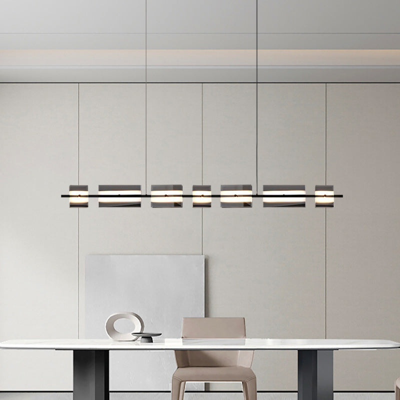 Arisha Modern Nordic Linear Copper/Glass Pendant Light, Brass/Black - Neutralighting