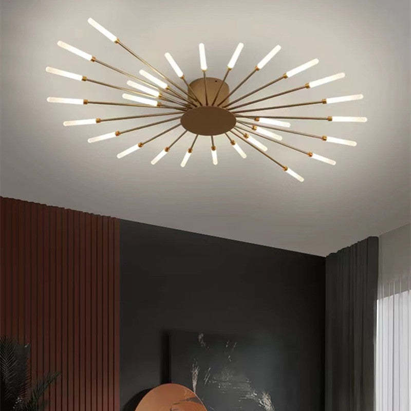 Wesley Flush-Mount Ceiling Light Fireworks, Black/Gold