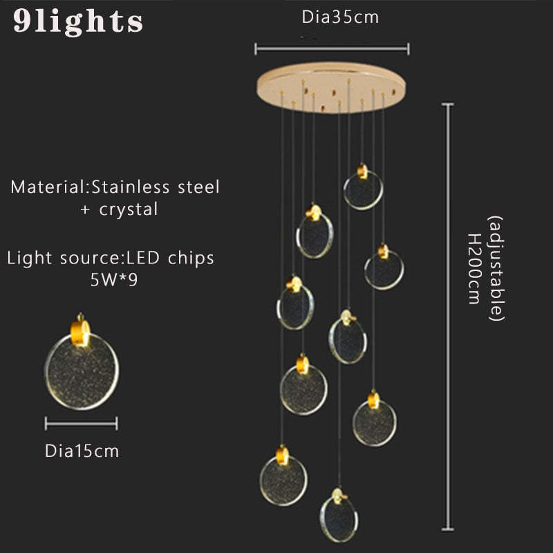 Kristy Luxury Circular Ripple Round Crystal Golden Chandelier - Neutralighting