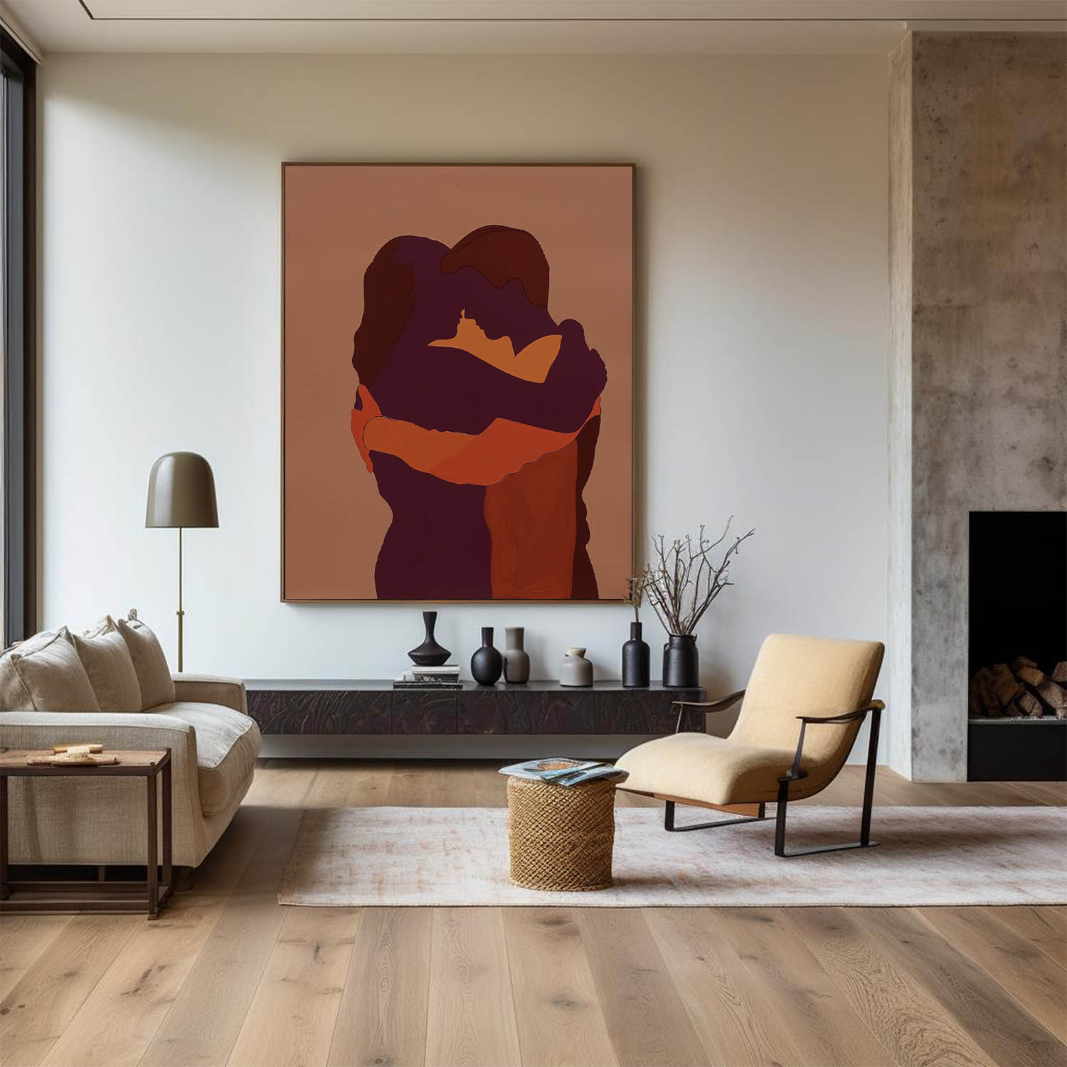 Terracotta Embrace Couple Painting