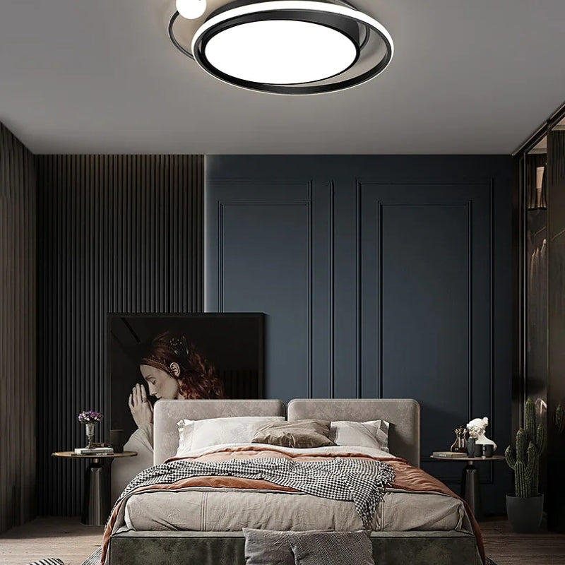 Arisha Modern Multi Orbit Flush Mount Ceiling Light, Black/Gold - Neutralighting
