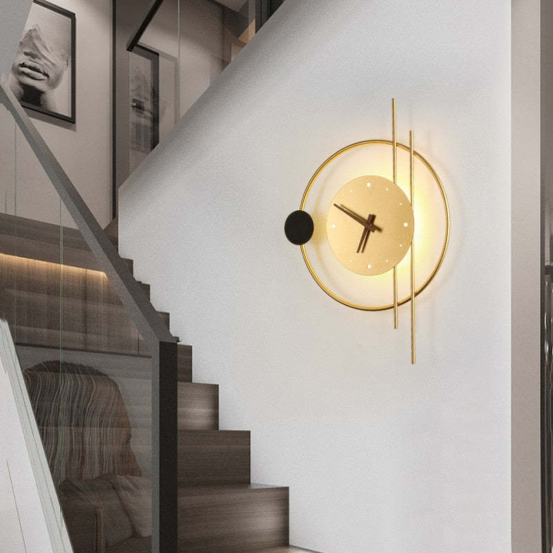 Arisha Wall Lamp Clock, Black & Gold - Neutralighting