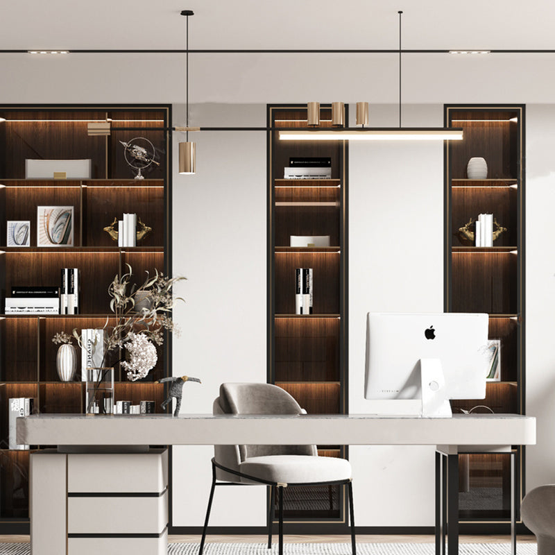 Arisha Modern Minimalist Liner Pendant Light, Gold/Black 5 Head - Neutralighting