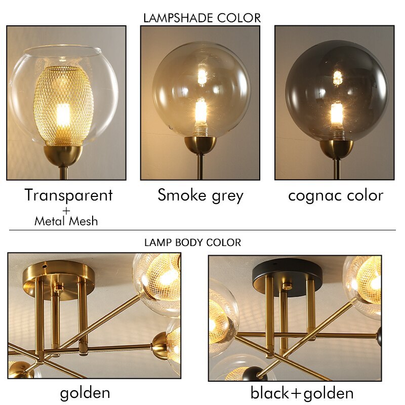 Valentina Industrial Glass Globe Chandelier LED, 6 Style - Neutralighting