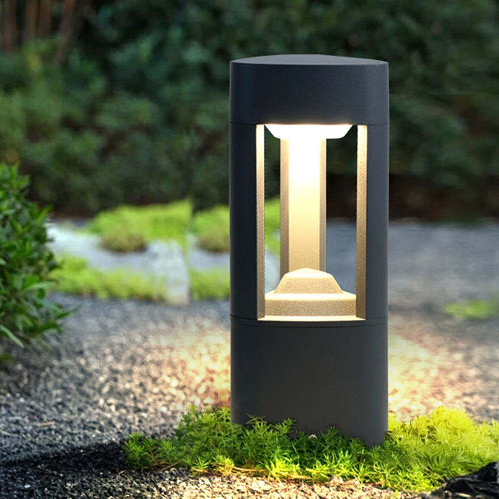 Ray Contemporary Metal Triangular Hollow Outdoor Path Light, Black - Neutralighting