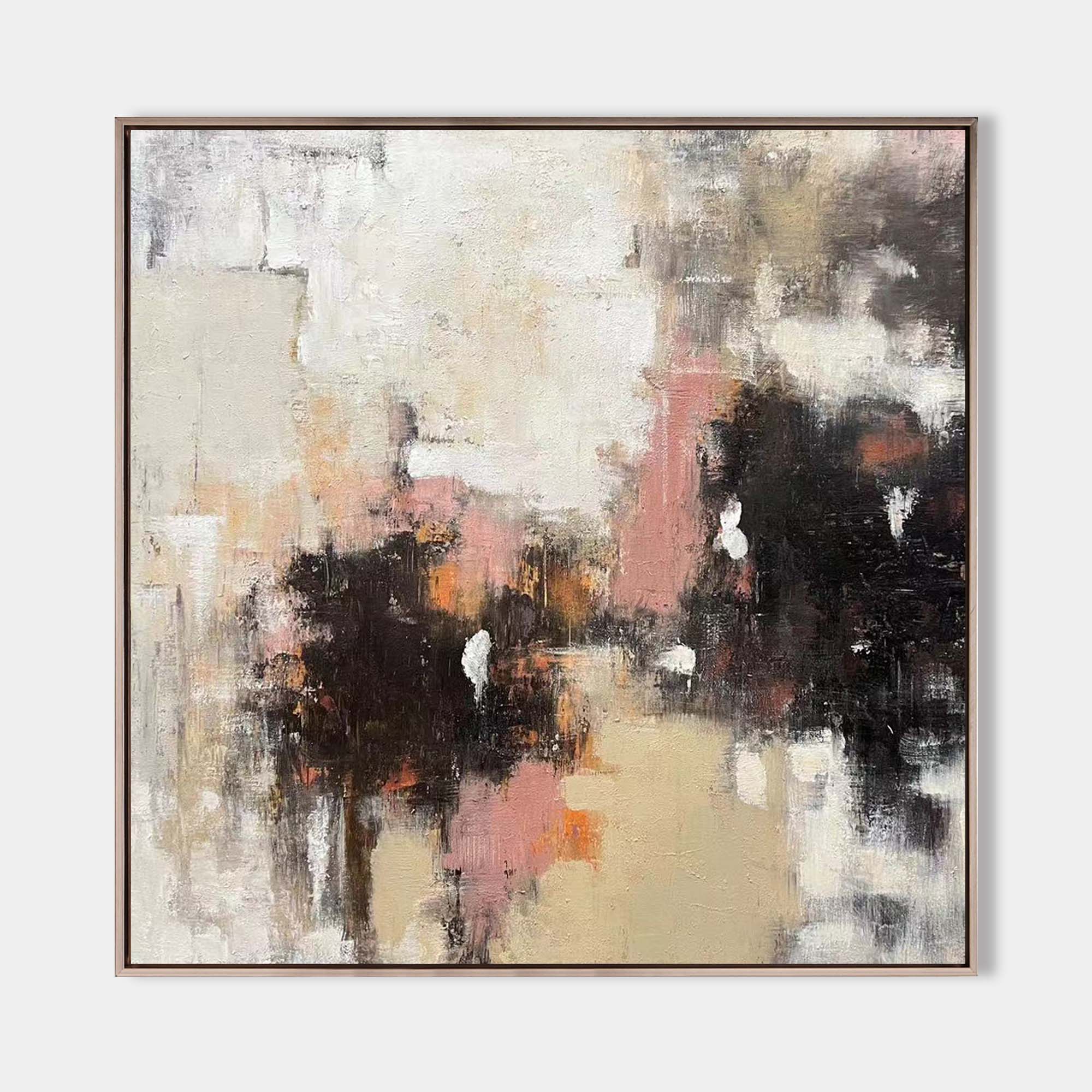 Soft Pink Cream Abstract Oil Painting