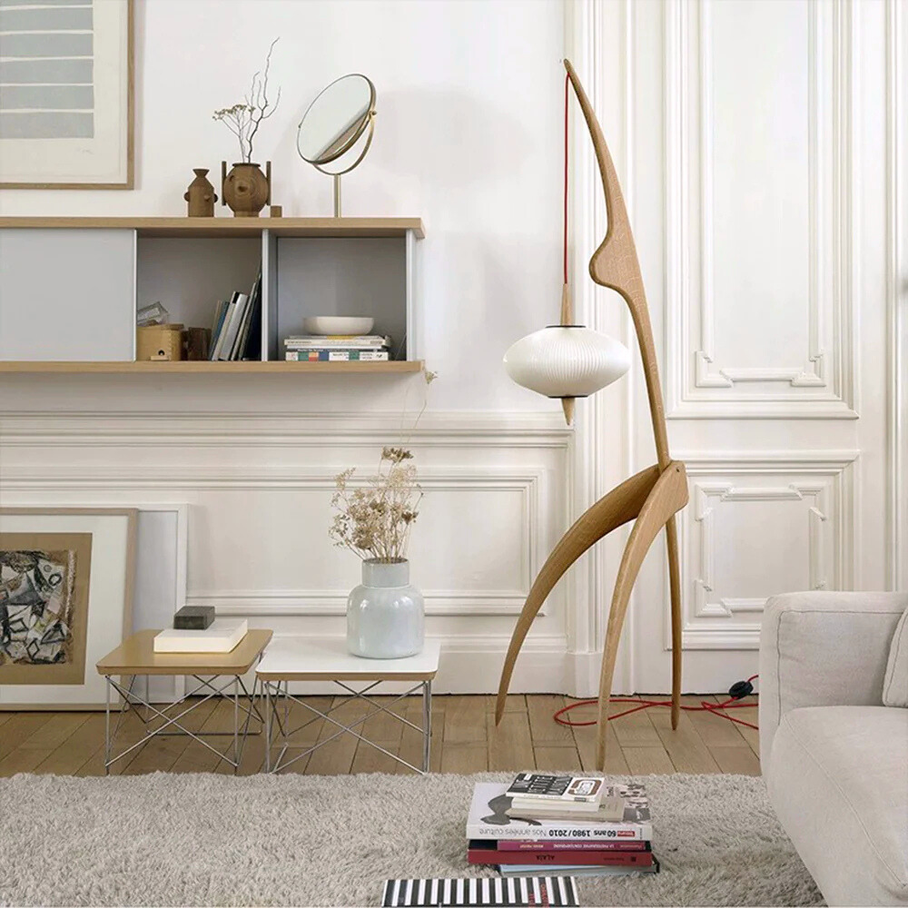 Mira Artificial Paper & Wood Floor Lamp - Neutralighting