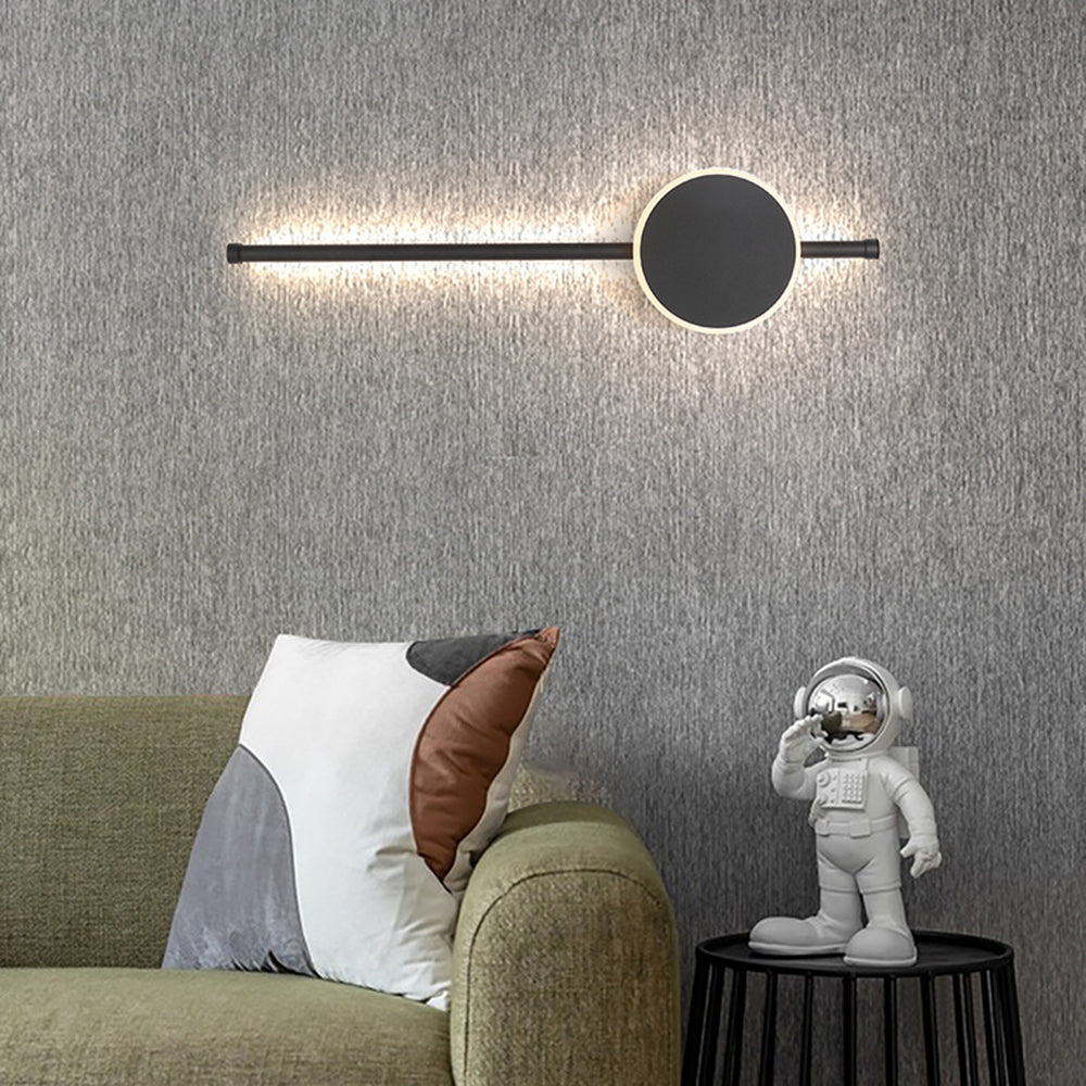 Arisha Modern Round Linear Metal Wall Lamp, White/Black/Gold - Neutralighting