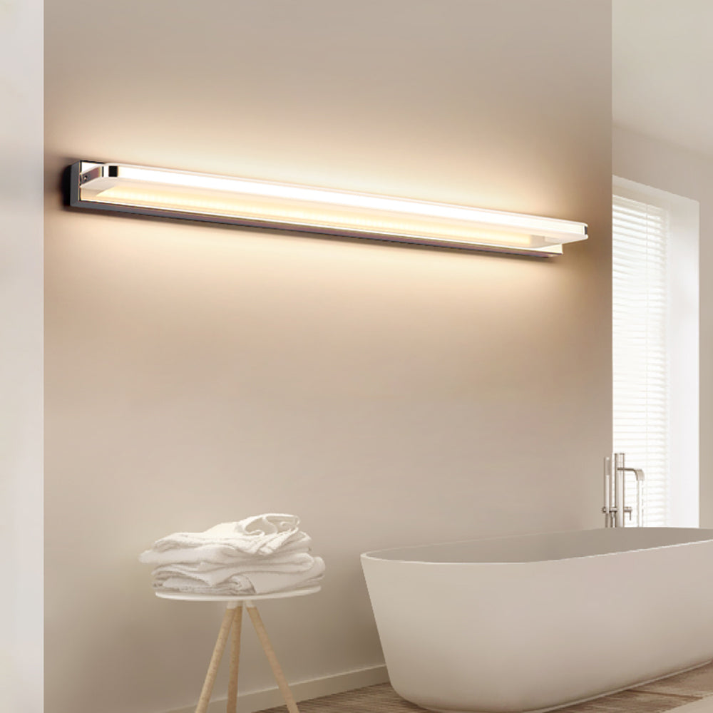 Arisha Nordic Linear Metal Mirror Front Wall Lamp, Chrome/Black - Neutralighting
