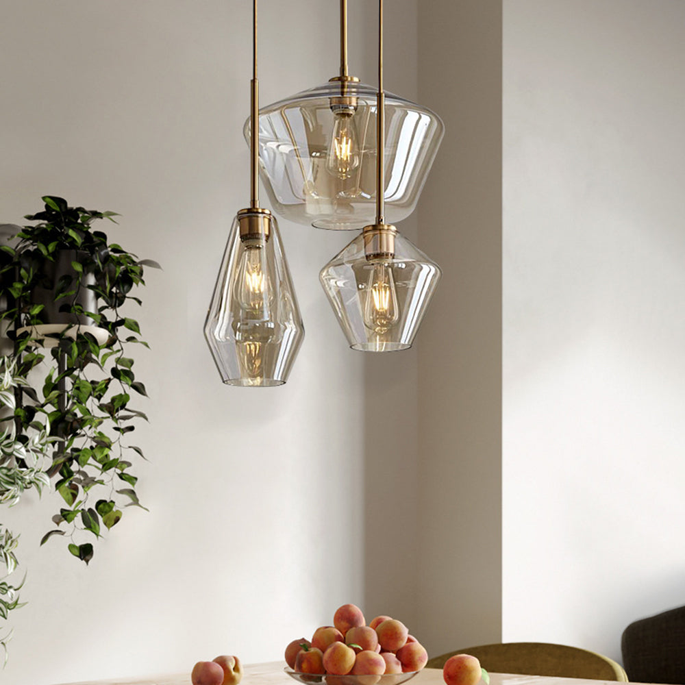 June Pendant Light Glass, Clear/Amber Diamond shape - Neutralighting