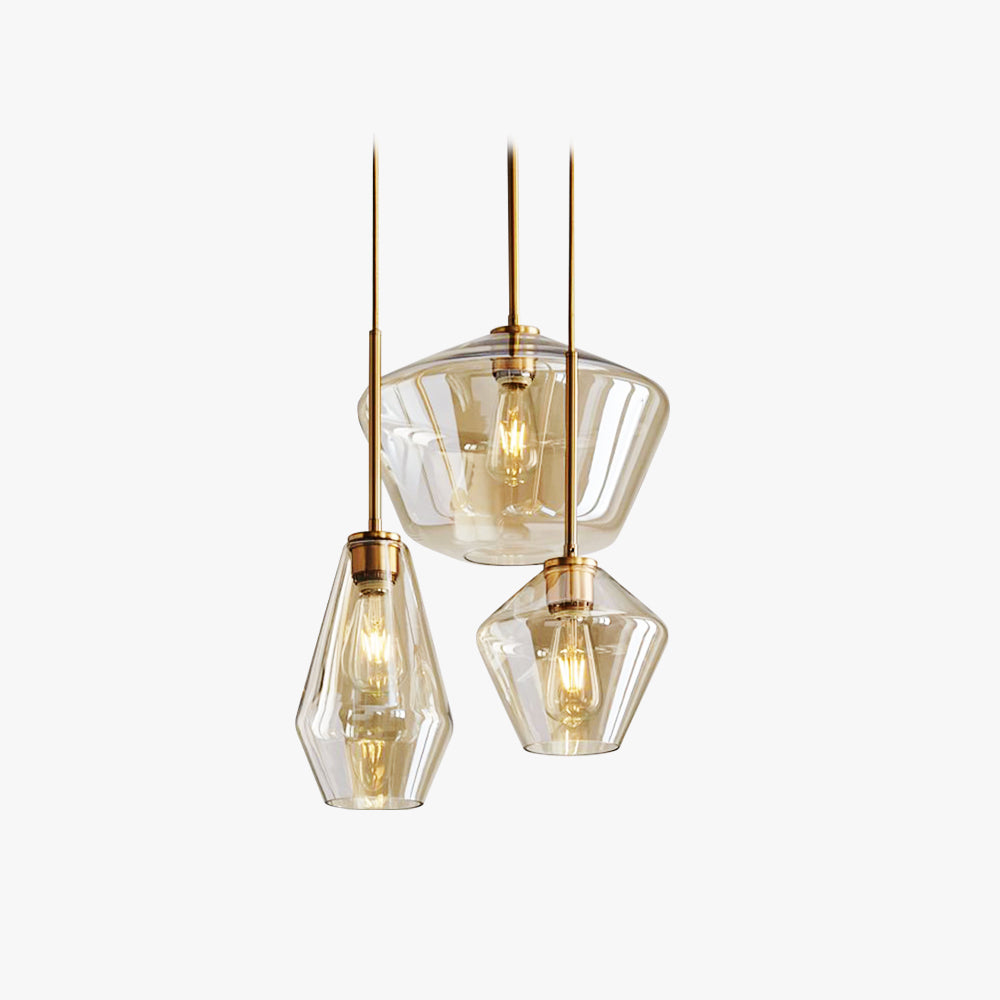 June Pendant Light Glass, Clear/Amber Diamond shape - Neutralighting