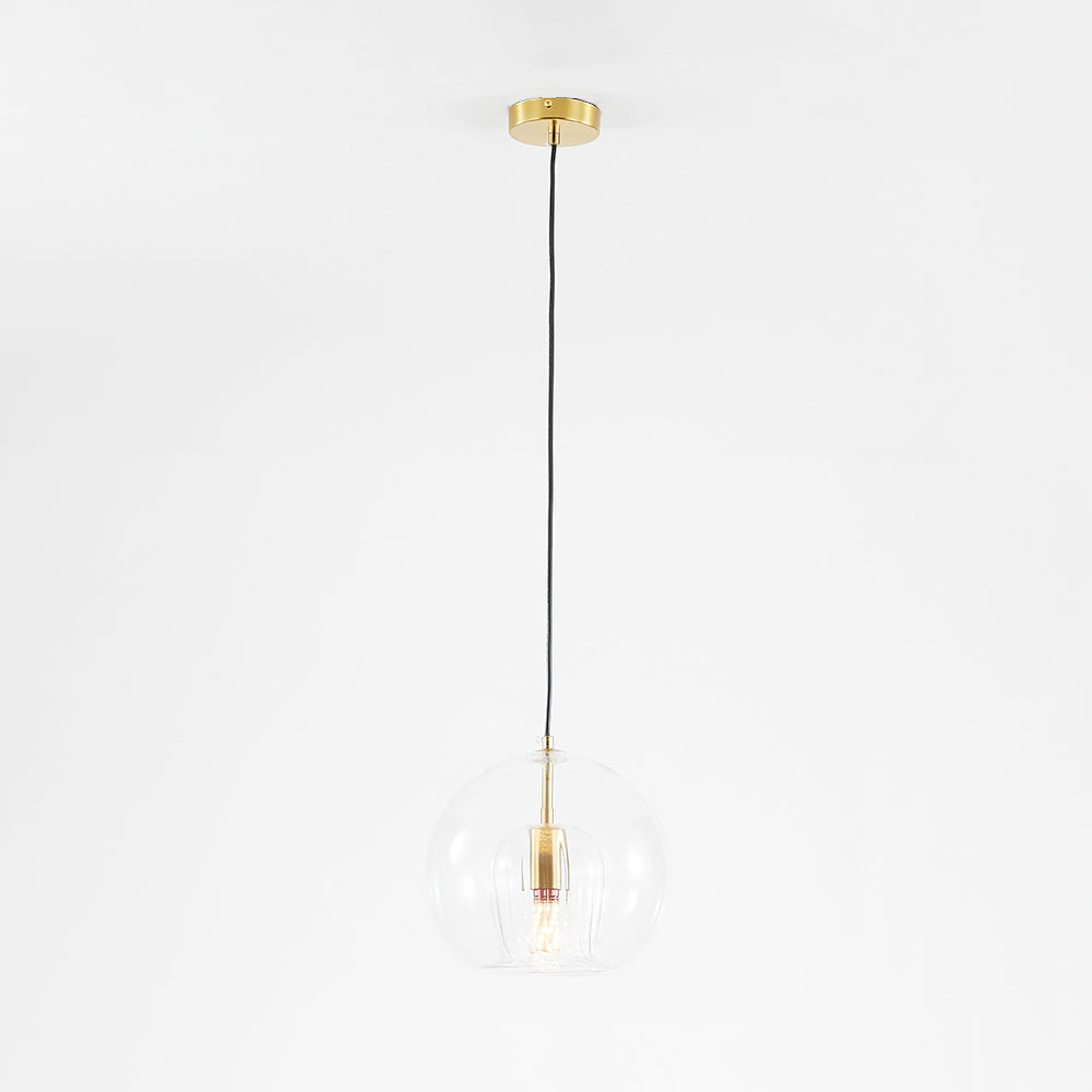 June Glass Globe Pendant Light Clear &Amber