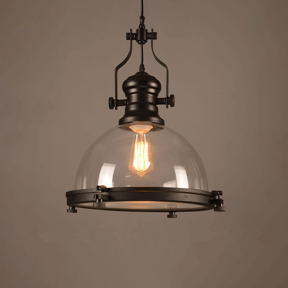 Silva Vintage Hemispherical Glass Pendant Light, Black - Neutralighting