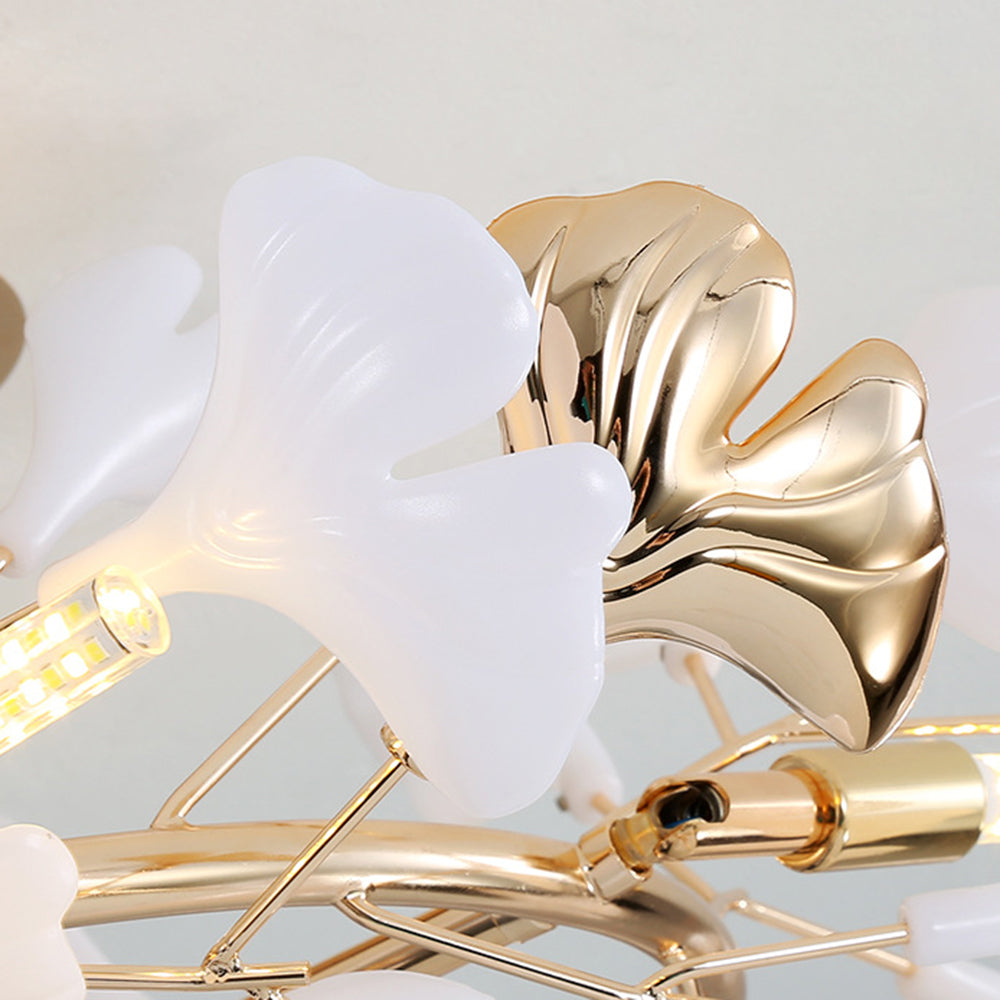 Olivia Elegant Leaf Ceramic/Metal Flush Mount Ceiling Light, Gold - Neutralighting