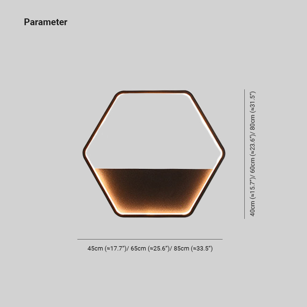 Ray Minimalist Hexagonal Ring With Shelf Metal Outdoor Wall Lamp, Black - Neutralighting