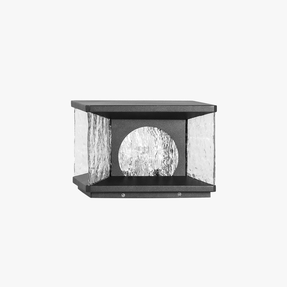 Ray Modern Transparent Rectangular Metal Glass Outdoor Floor Lamp, Black
