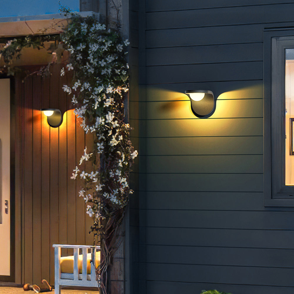 Ray Modern Arc Metal/Acrylic Solar Waterproof Adjustable Outdoor Wall Lamp, Black - Neutralighting