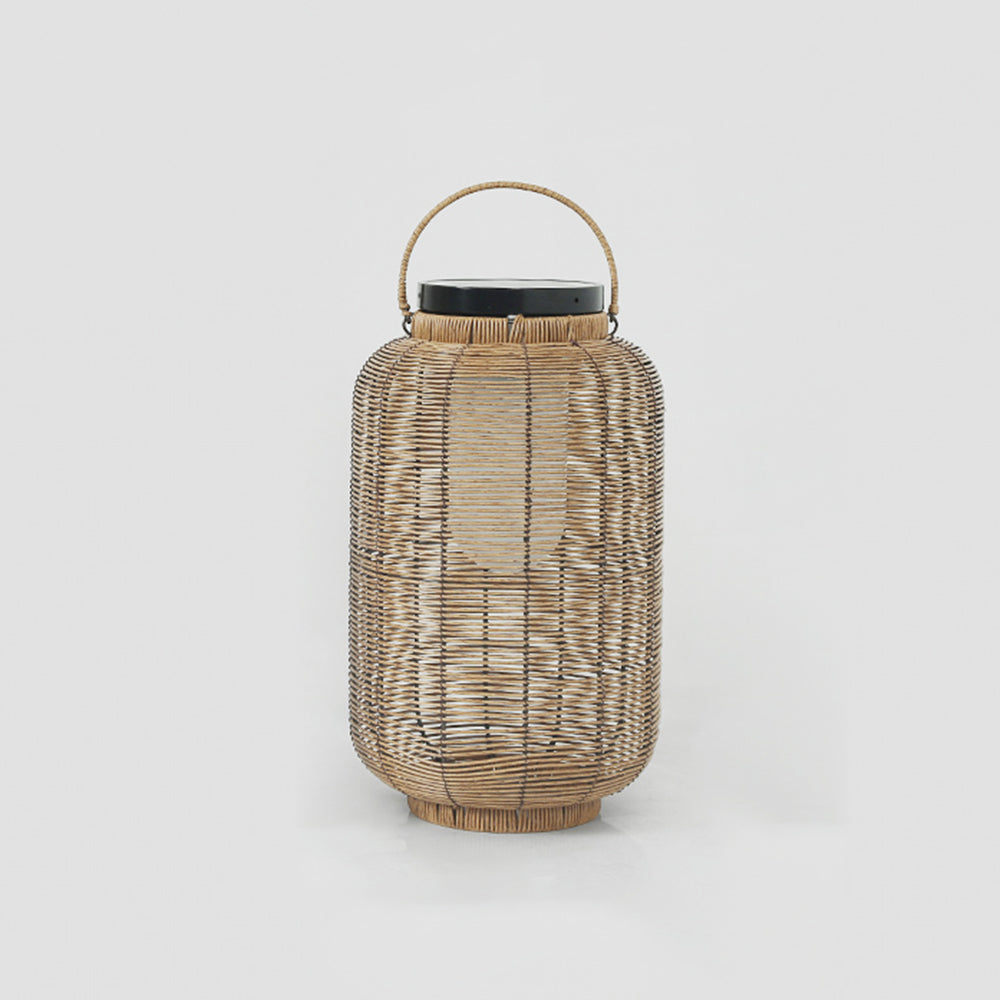 Ray Retro Lantern Metal/Rattan Floor Lamp, Wood Color - Neutralighting