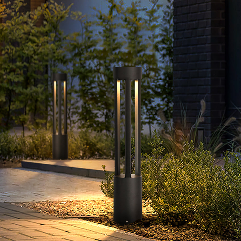 Ray Modern Cylindrical Hollow Outdoor Path Light, Black - Neutralighting