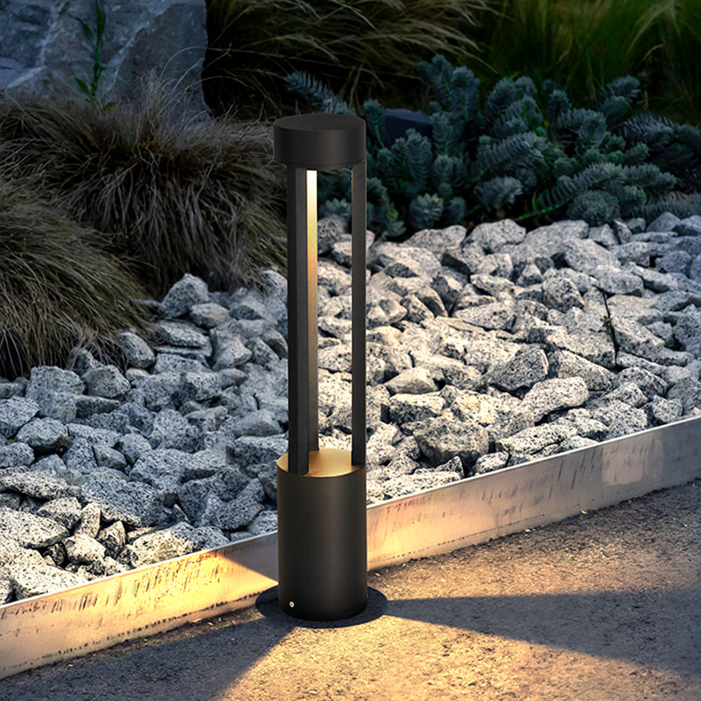 Ray Modern Cylindrical Hollow Outdoor Path Light, Black - Neutralighting