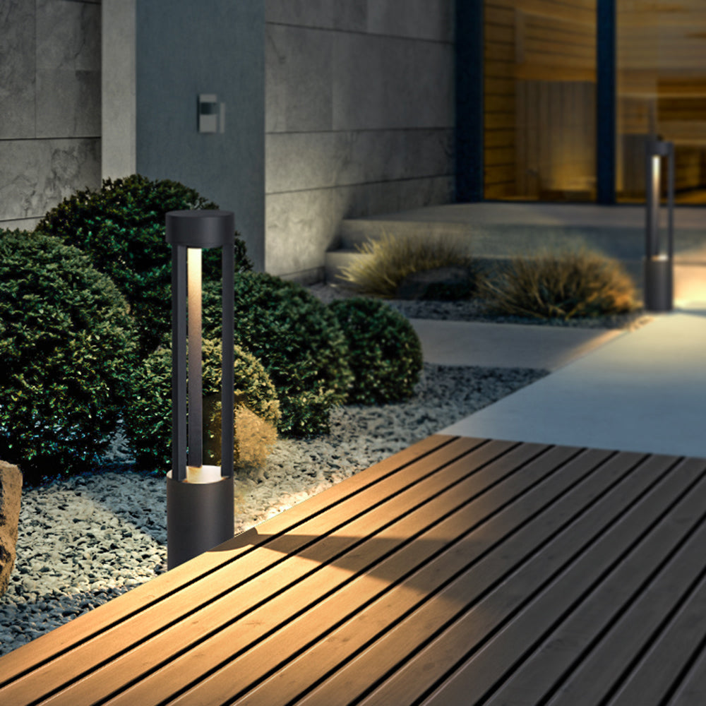 Ray Modern Cylindrical Hollow Outdoor Path Light, Black - Neutralighting