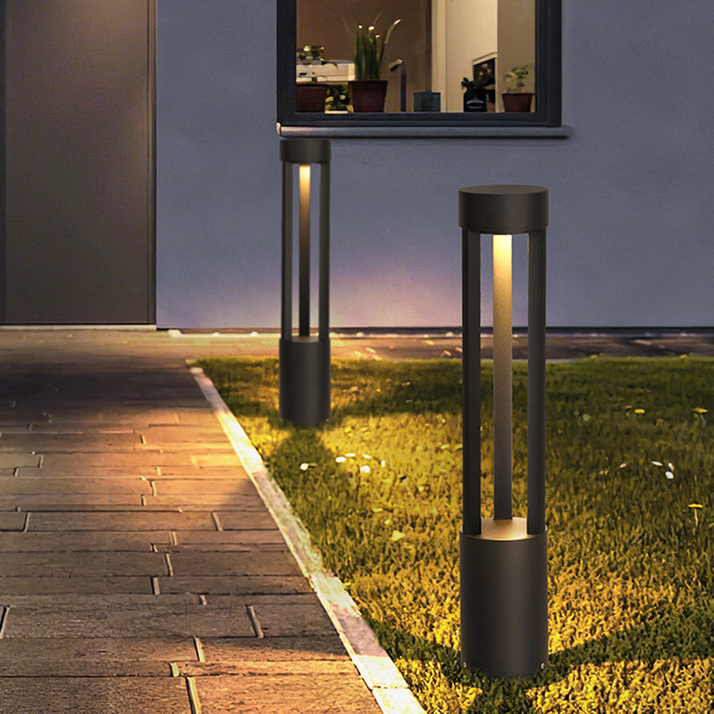Ray Modern Cylindrical Hollow Outdoor Path Light, Black - Neutralighting