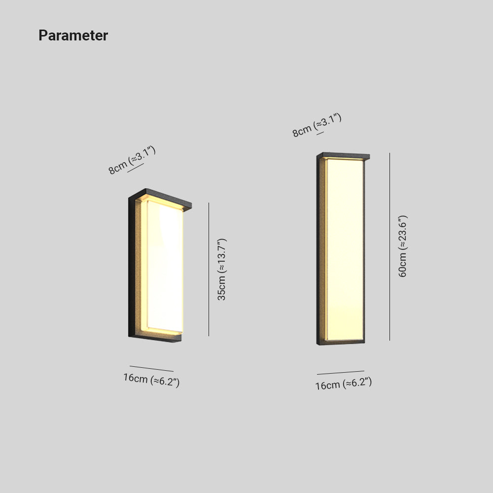 Ray Modern Minimalist Rectangular Metal Outdoor Wall Lamp, Black - Neutralighting